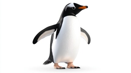 Naklejka premium A 3D-rendered penguin standing with wings outstretched.