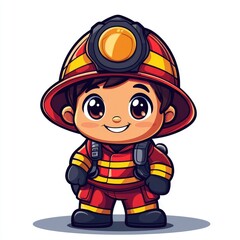 Adorable Cartoon Firefighter Child Illustration