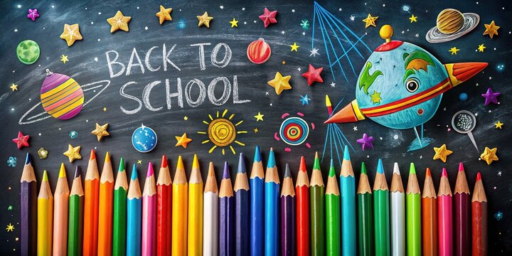 Tilt-shift school banners: Spacey style, fun for all.