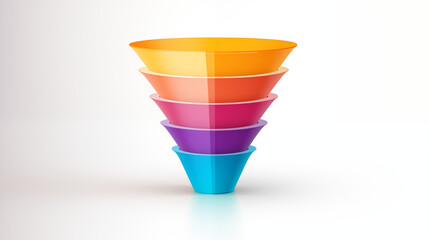 Simple funnel-shaped infographic with colorful segmented layers on a white background