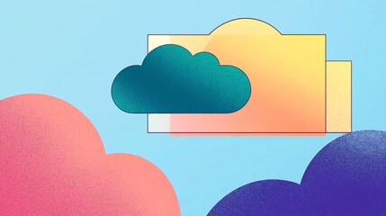 Vibrant Digital Illustration: Cloud Data Storage Concept Art. AI Generated