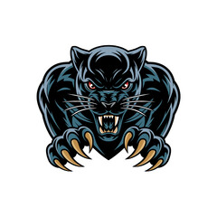 black panther illustration logo attacking with claws