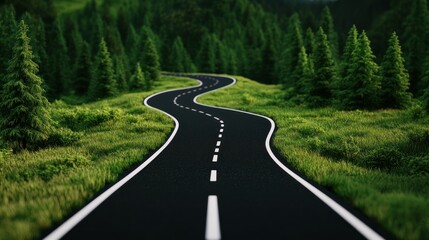 Fototapeta premium A winding road through lush greenery and trees.