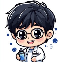 Obraz premium Adorable Cartoon Scientist: A Cute Science Illustration