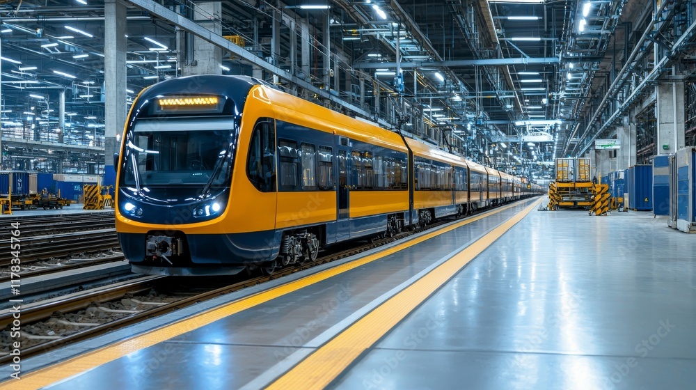 Poster innovative multimodal transport system integrating rail and road modern depot industrial environment
