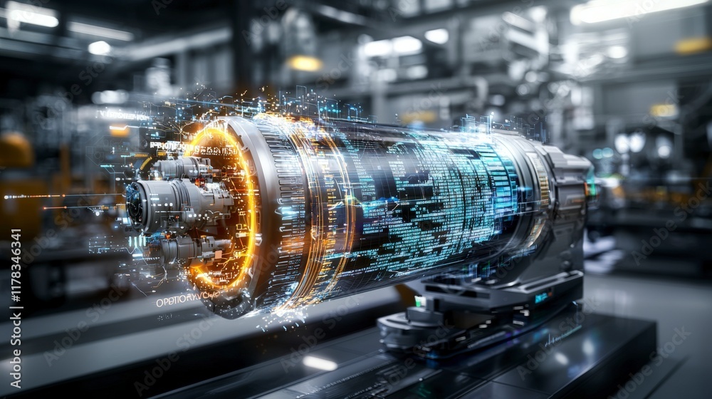 Fototapete Analyzing industrial technology data trends predictive modeling in a high-tech manufacturing environment