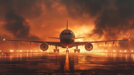 Ready for departure sleek and powerful airplane stands. on a start lane 