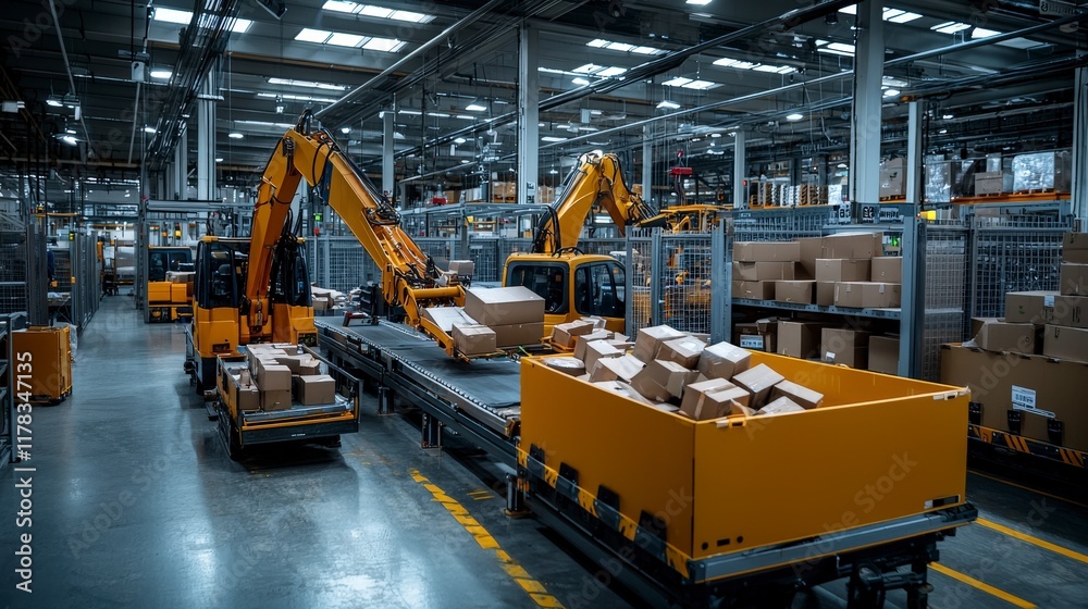 Poster industrial automation in reverse logistics streamlining returns processes in modern supply chain fac