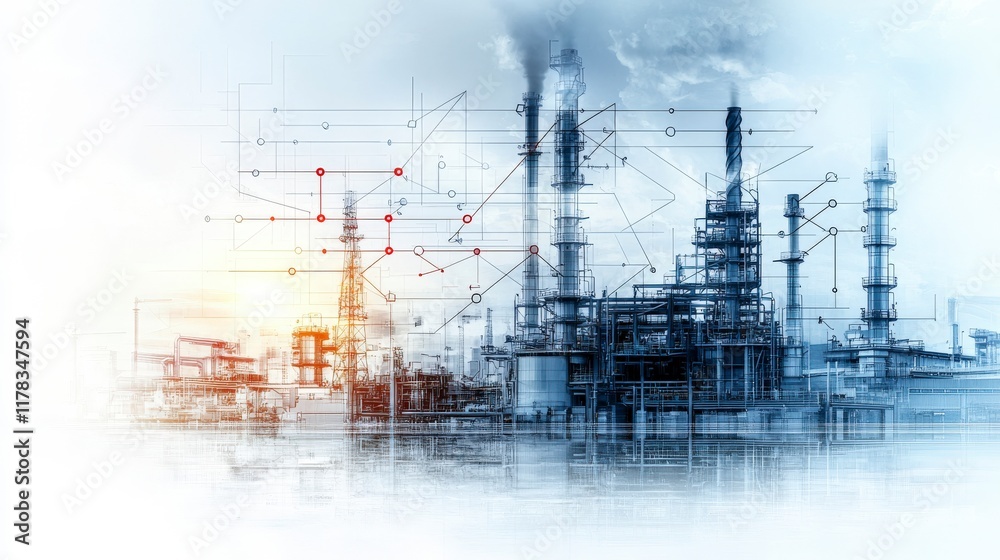 Poster Supply chain management flowchart in industrial environment detailed overview of processes and operations