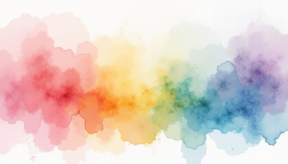 Horizontal Rainbow Watercolor Abstract with Soft Color Transition