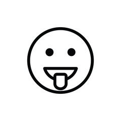 tongue sticking out face emoji mocking expression outline vector