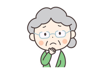 困っているシニア女性のイラスト