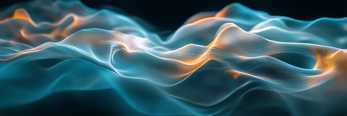 An abstract depiction of underwater currents, with flowing lines and shapes representing the movement of water and the creatures that navigate through it.  