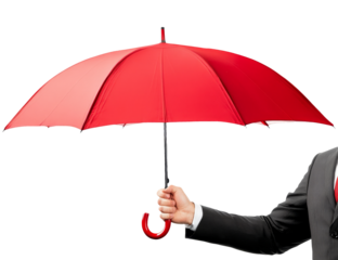 High-Quality PNG red umbrella held by businessman on white background