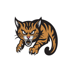 cat pose attacking with claws logo illustration on white background