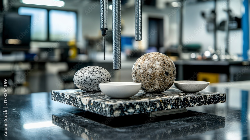 Poster testing material strength ceramics and rocks in a laboratory environment science concept high-detail
