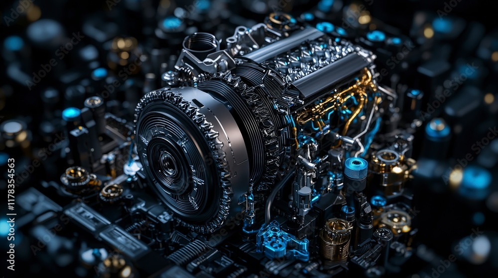 Poster Innovative material science composites transforming engine technology futuristic design high-tech environment close-up view