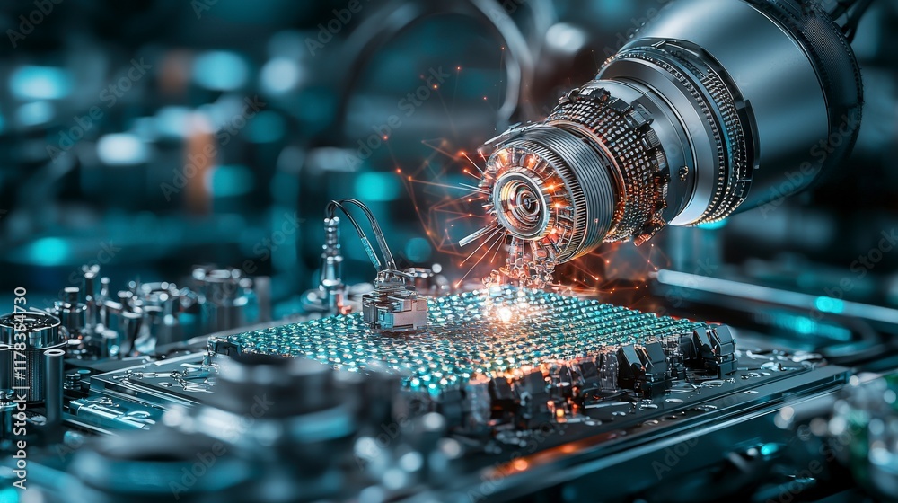 Poster Innovative material science composites in a high-tech digital art environment for advanced manufacturing