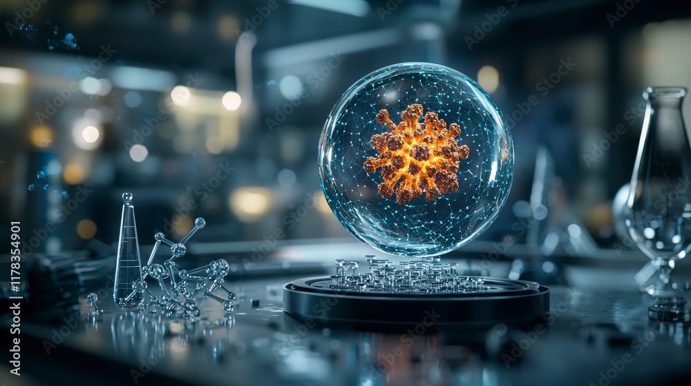 Poster Exploring nanomaterials modern lab visualization and close-up insights into futuristic material science research