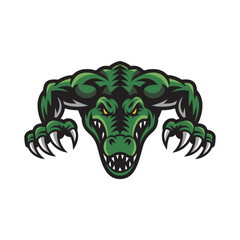 crocodile attacking pose with claws design logo on white background