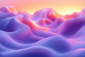Obraz premium A surreal landscape with soft, undulating hills illuminated by a warm, colorful glow.