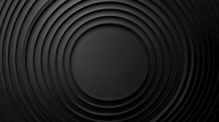 Abstract concentric circles, dark grey, black background.