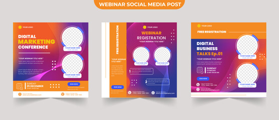 Set of webinar business digital marketing podcast ads for social media post and stroies template
