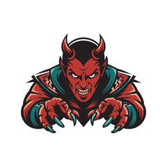 devil angry character attacking with claws illustration logo design