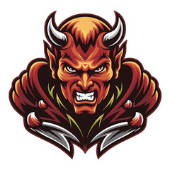 Obraz premium devil angry character logo design illustration