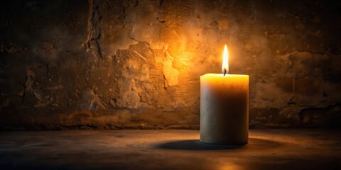 A soft-focused candle flame flickers in a darkened room, casting eerie shadows on the walls , dimly lit, ambiance