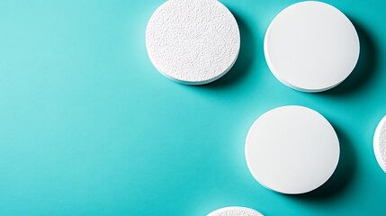 White circles on a teal background abstract design