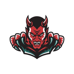 devil pose angry attacking with claws character logo illustration on white background