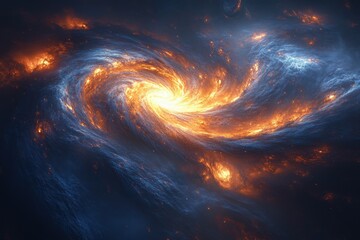 A swirling galaxy with vibrant colors and cosmic elements, depicting the beauty of space.