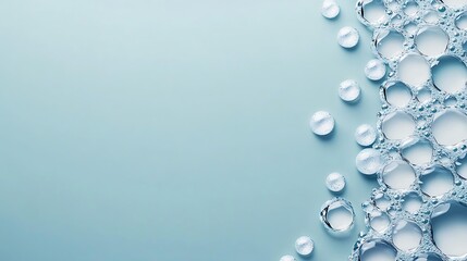 Abstract Blue Background with Water Bubbles and Foam