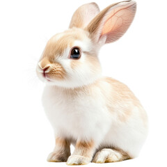 Fototapeta premium Charming Small Rabbit Sitting Gracefully on a Dark Black Background Creating a Cute and Whimsical Animal Portrait Scene isolated on white background