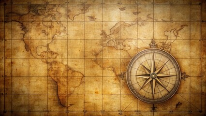 Fototapeta premium Old navigation chart with compass rose in the center