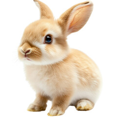 Obraz premium Adorable Small Rabbit Sitting Gracefully on a Solid Black Background Creating a Cute and Charming Visual Contrast isolated on white background