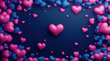 Colorful hearts surrounded by vibrant textures