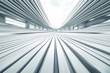 Obraz premium Abstract Perspective of Metallic Lines in Modern Architectural Space