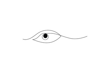 woman's eye with a single tear falling Eyes single line art visual sign Symbol of vision Eyes single line art