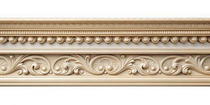 Decorative molding with curved lines and gentle slope , cornice, ornate,  cornice