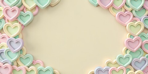 Obraz premium Background with interlocking hearts in a pastel color scheme, romance, affectionate scene