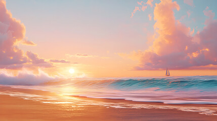 Serenity at Sunset: A Tranquil Meeting of Sea and Sky Unveiling Infinite Horizons