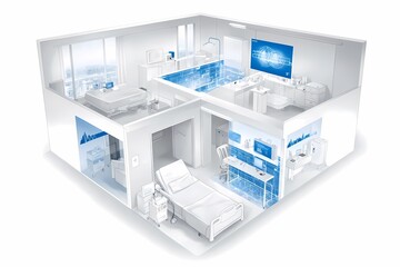 Modern Hospital Room Design with Medical Equipment and Technology