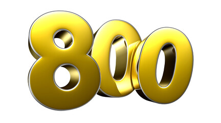 Golden number 800 3D illustration
