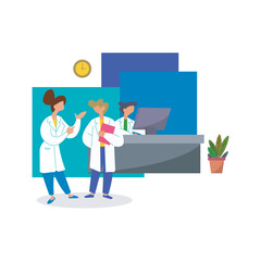 Background Illustration Of A Doctor From The Receptionist Atmosphere In The Hospital