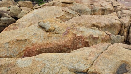 Close-up of huge coastal boulders in Hon Chong rock garden, located by the sea in Nha Trang city, Vietnam.