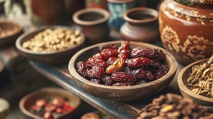 Dried Chinese date,Jujube or monkey apple with syrup,herb and herbal medicine.