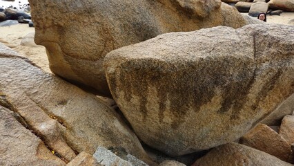 Close-up of huge coastal boulders in Hon Chong rock garden, located by the sea in Nha Trang city, Vietnam.
