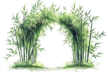 Obraz premium Bamboo archway with lush greenery creates serene natural scene